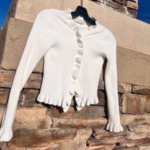 Cream ruffle cardigan women size small